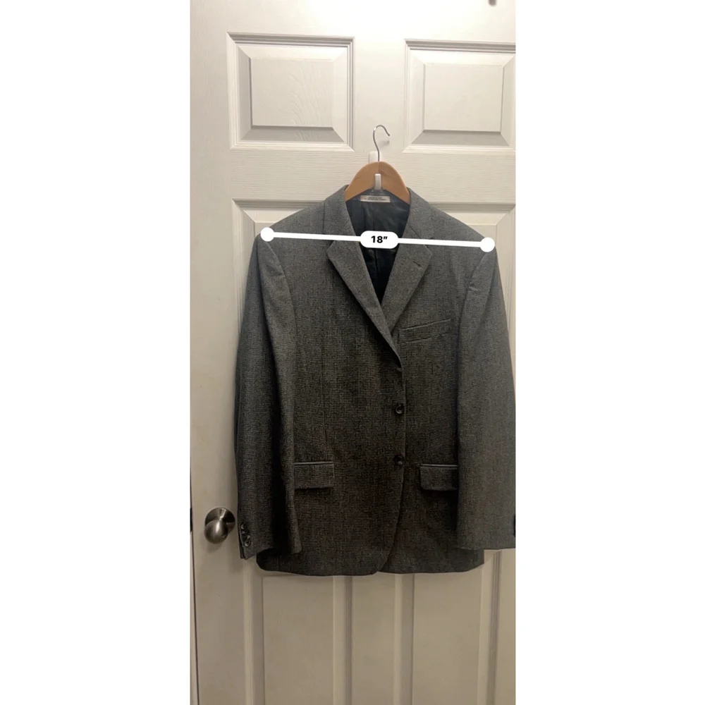 JOSEPH ABBOUD mens gray Houndstooth 100% WOOL sport coat suit jacket blazer 44 R